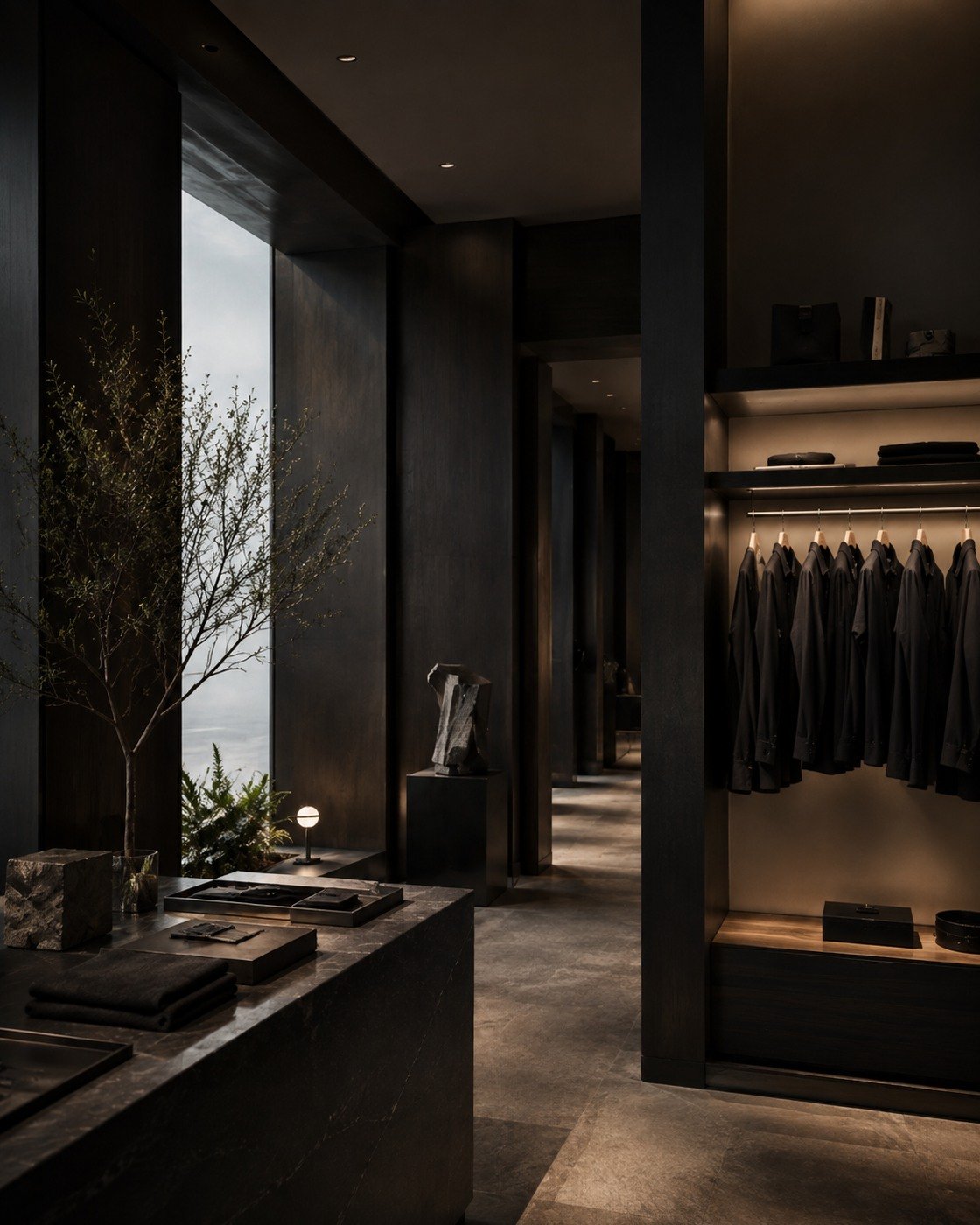 Espacio corporativo físico con materiales, producto y presencia de marca